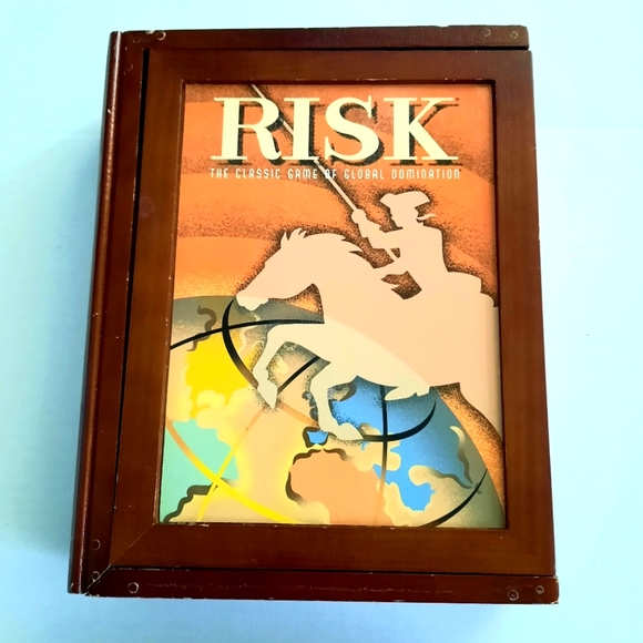 Risk Game Wood Box Global Domination, Wooden Book Shelf Box - Picture 1 of 13